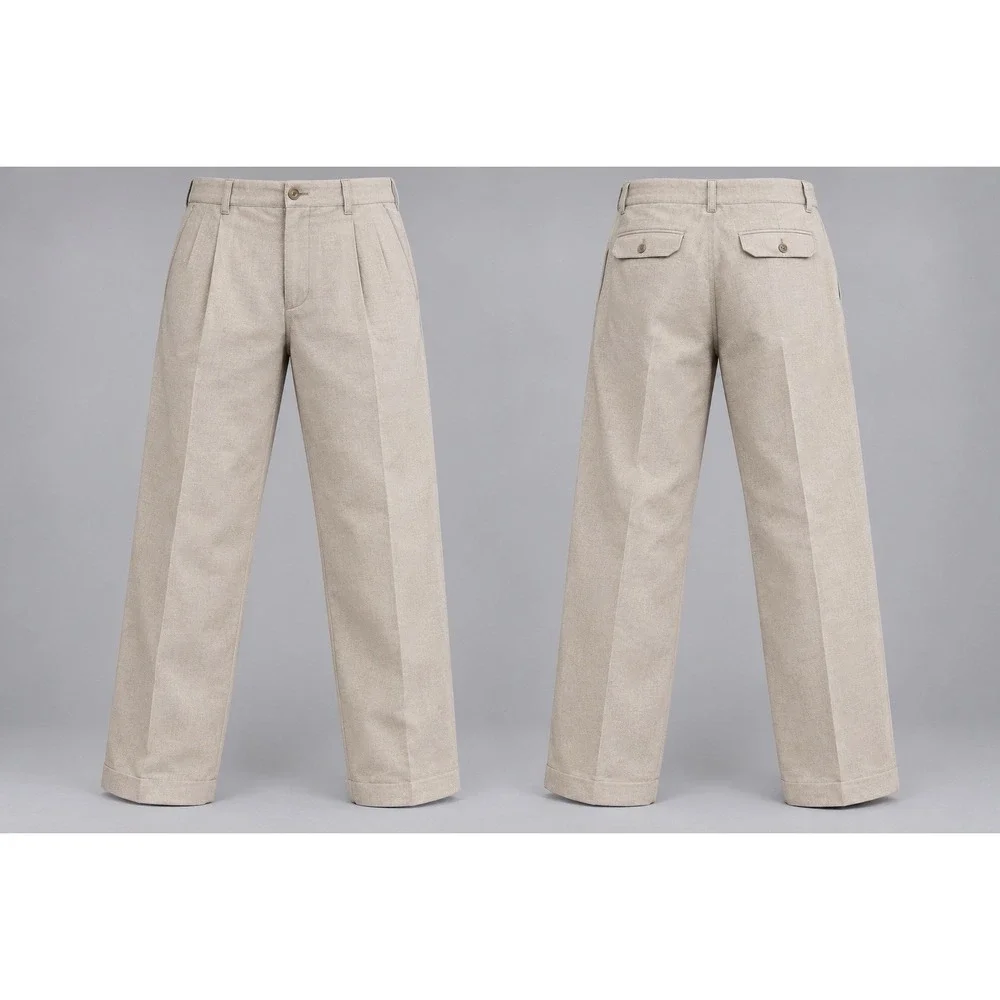 Dockers Premium Men's 38/34 Pleated Linen Blended Trousers Light Beige Cream